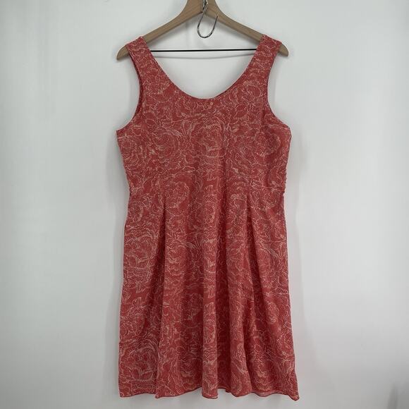 Toad&Co Sleeveless Dress Women XL Sunkissed Floral Batik Red Cutout UPF ECO - Picture 5 of 11
